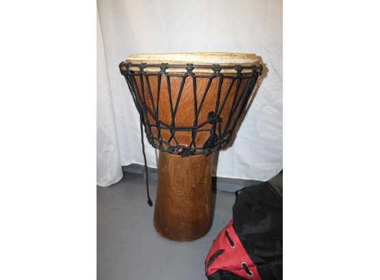 HAND MADE DJEMBE DRUM WITH BLACK ROPE TUNING - RED CASE INCLUDED - ITEM#89