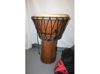 HAND MADE DJEMBE DRUM WITH BLACK ROPE TUNING - RED CASE INCLUDED - ITEM#89