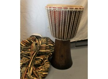 DJEMBE DRUM WITH ROPE TUNING - CUSTOM CLOTH TRAVELING BAG INCLUDED - ITEM#86