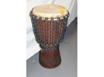 HAND MADE DJEMBE DRUM WITH BLACK/BLUE ROPE TUNING - ITEM#1