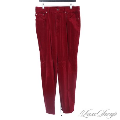 HIGH IMPACT AND SUPER SOFT RALPH LAUREN CRANBERRY RED STRETCH VELVET JEANS 14