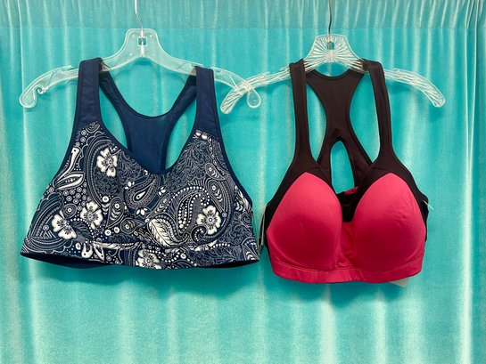 NEW LOT X 2  CHAMPION RED AND BLACK AND OLD NAVY ACTIVE NAVY AD WHITE PAISLEY SPORT BRA SIZE XXL