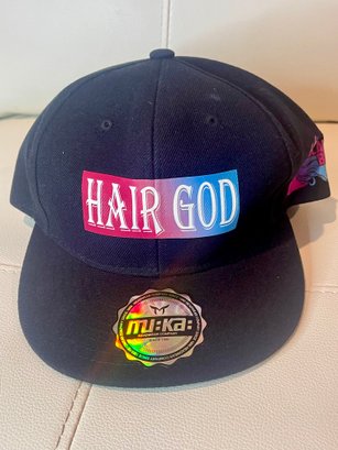 NEW WITH TAGS 'HAIR GOD' SOLID BLACK CAP HAT