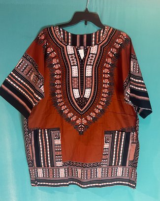 NEW WITH TAGS TOBACCO CLAY BROWN COTTON BLEND CLASSIC DASHIKI ONE SIZE