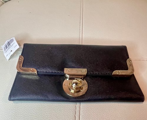 NEW WITH TAGS ANONYMOUS BLACK WITH GOLD TONE HARDWARE SLIM WALLET
