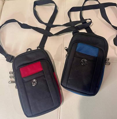 LOT X 2 NEW WITHOUT TAGS  BLACK CROSS BODY BELT BAG ACTIVE TRAVEL BAGS