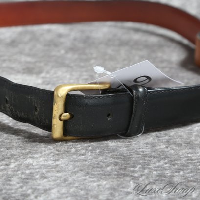 #5 MENS COACH HAND CRAFTED BURNISHED COWHIDE LEATHER BLACK BELT WITH BRASS BUCKLE 38