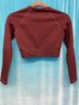 ENSEMBLE ANONYMOUS BROWN RIBBED LEGGING AND LONG SLEEVE CROP TOP SIZ M