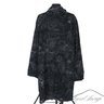MODERN AND MYSTERIOUS OCTAVIA BLACK VELOUR VELVET FINISH GREY STREAKED UNLINED UNSTRUCTURED LONG COAT FITS XXL