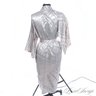 WOW : VINTAGE 1980S RUTH NORMAN SILVERY PEARL ALLOVER PRINTED SILKY CRINKLED KIMONO HOUSE ROBE OSF