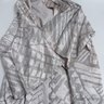 WOW : VINTAGE 1980S RUTH NORMAN SILVERY PEARL ALLOVER PRINTED SILKY CRINKLED KIMONO HOUSE ROBE OSF