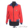 ALL THE RIGHT VIBES! VINTAGE 1990S LL BEAN MADE IN USA CHERRY RED AND BLUE FLEECE LINED ZIP JACKET WOMENS M