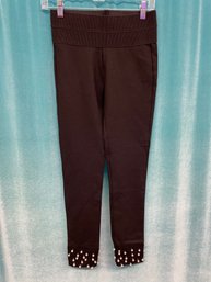 Zara Black Leggings With Pearls Size Small
