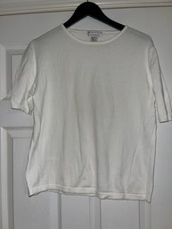 STUDIO READY!! WOMENS SUTTON STUDIO MADE IN AUSTRALIA(!!) IVORY PURE COTTON T-SHIRT SIZEXL