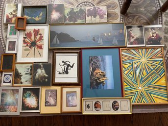 GIANT LOT OF VARIOUS PICTURE FRAMES AND PHOTO BOXES IN VARIOUS SIZES, BOTH NEW AND USED
