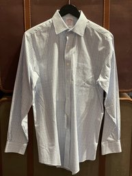 BROOKS BROTHERS MENS WHITE BLUE STRIPPED SHIRT 14 1/2-33