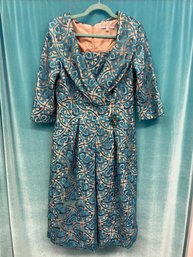 LILY AND TAYLOR TURQUOISE AND BEIGE DRESS SIZE 8