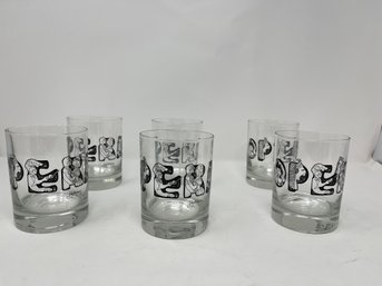 VINTAGE & COLLECTIBLE MINT CONDITION LOT OF 6 OPERA THEMED SIGNED JUDY ANDERSON LOWBALL GLASSES