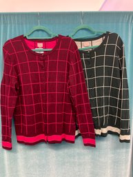 A Lot Of Two A New Day Cotton Stretch Pink Green Grid Check Cardigan   Sweaters Size XXL