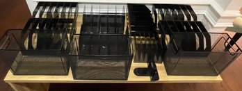 TREMENDOUS LARGE LOT OF BLACK OFFICE DOCUMENT ORGANIZERS, CONTAINERS, & BOOK ENDS