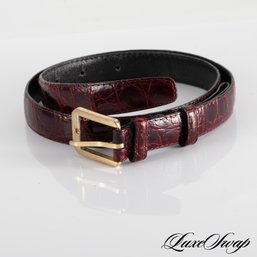 INSANELY EXPENSIVE BOTTEGA VENETA GENUINE CROCODILE ALLIGATOR WINE SKINNY BELT 28