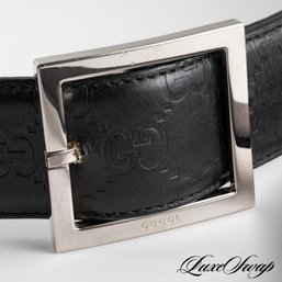 THE ONE EVERYONE WANTS! GUCCI MADE IN ITALY BLACK WEB MONOGRAM MENS BELT 40