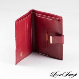 THE HOLY GRAIL! OFFICIAL ROLEX GENEVE ROUGE RED LEATHER SNAP BUTTON BIFOLD WALLET
