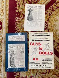 LOT OF 3 AUTHENTIC VINTAGE LOT OF NEW YORK CITY OPERA ADVERTISING LARGE PAMPHLETS INCLUDING GUYS & DOLLS