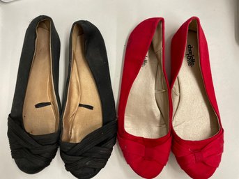 **Lot X 2 M Charlotte Russe Red And Black Flat Shoes Size Size _____