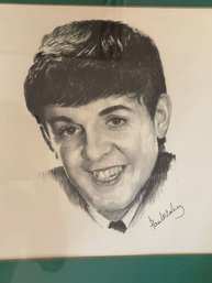 UNKNOWN PROVENANCE BUT EXCEPTIONAL FRAMED ART PIECE OF PAUL MCCARTNEY, CERTAINLY VINTAGE