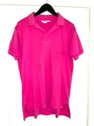 #1 MENSWEAR TRILLION PALM BEACH MENS BRIGHT PINK PURE PIMA COTTON MADE IN PERU POLO SHIRT SIZE L