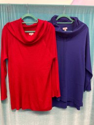 Lot X 2 Avenue Red And Royal Blue Cowneck Sweaters Size 14/16