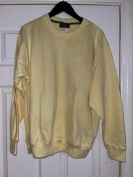 SUNNY SIDE UP!! MENS THE GREENBRIER MONOGRAM 'G' BRIGHT YELLOW PURE COTTON CREWNECK SWEATER SIZE M