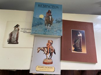 LOT OF HARRY JACKSON & REMINGTON INDIGENOUS PEOPLE & ART BOOKS, SOME SIGNED BY BROADCAST LEGEND BARRY GRAY