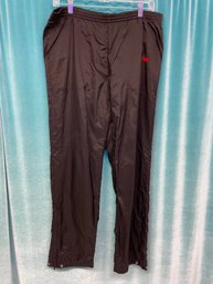ADIDAS SOLID BLACK RED LOGO NYLONG TRACK PANTS SIZE M