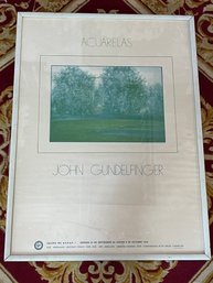 FANTASTIC VINTAGE 1970S CARACAS VENEZELA FRAMED MUSEUM PRINT OF ACUARELAS BY JOHN GUNDELFINGER