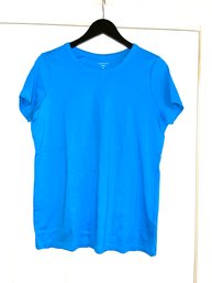 WOMENS LANDS END PURE COTTON OCEAN BLUE T-SHIRT SIZE XL