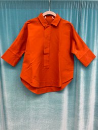 MARNI MADE IN ITALY BURNT ORANGE COTTON PULLOVER BLOUSE SIZE 38