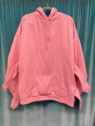 NEW WITHOUT TAGS SOLID PINK COTTON HOODED SWEATSHIRT SIZE S