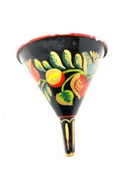 INCREDIBLE AND EXCEPTIONAL PRE 1958 VINTAGE HAND MADE & PAINTED FLORAL COLLANDER FUNNEL