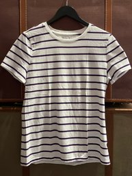 LORD & TAYLOR WOMENS WHITE PURPLE STRIPPED SHIRT (L)