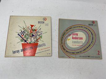 LOT OF 2 VINTAGE 1950s DECCA GOLD LABEL JAZZ LEROY ANDERSON RECORDS