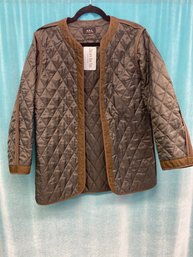 APC GREEN BROWN TRIM QUILTED REMOVABLE LINING JACKET NO SIZE