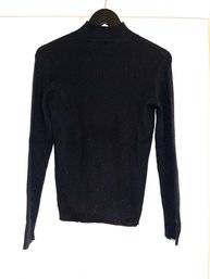 WIND READY!! WOMENS ANN TAYLOR PURE MERINO WOOL BLACK KNIT TURTLENECK SWEATER SIZE M