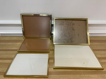 LARGE LOT OF VARIOUS SIZED GOLD TONE METAL PICTURE OR CERTIFICATE FRAMES
