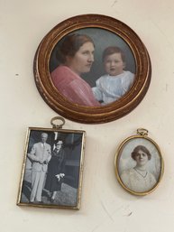 EXTREMELY VINTAGE LATE 19TH CENTURY - 1940S LOT OF OF 3 SMALL PORTRAIT FRAMES