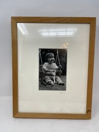 BOUGHT AT CHRISTIES AUCTION HOUSE : SIGNED UOCH 90, BLACK AND WHITE FRAMED PHOTO OF AN ASIAN BABY