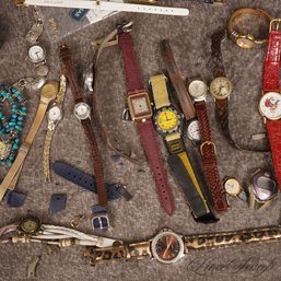 A LARGE LOT OF VARIOUS WATCHES AND STRAPS AS FOUND
