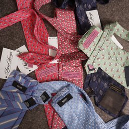 #5 HIGH VALUE LOT OF 6 MENS SILK TIES BY HUGO BOSS AND VINEYARD VINES AND MORE