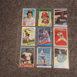 #3 A LOT OF 9 VINTAGE BASEBALL CARDS MOSTLY 1980S AND 1970S INCLUDING MIKE SCHMIDT AND STEVE CARLTON